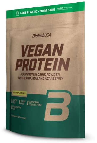 BioTechUSA Vegan Protein | Shake à base de riz et de pois avec super-aliments et acides aminés | Sans sucre, sans lactose et sans gluten, 2 kg, Banane