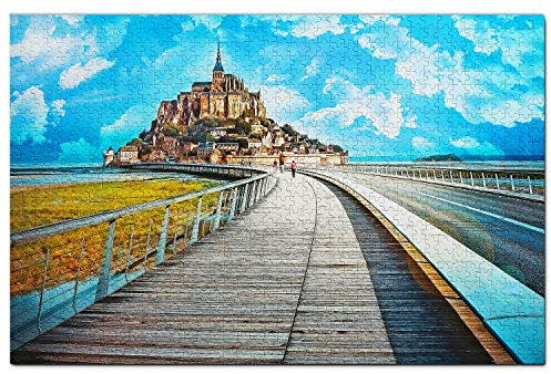 Frankreich Mont Saint-Michel Puzzle 1000 Teile Holzpuzzle Erwachsene Spielgrafik Reise Souvenir Holz