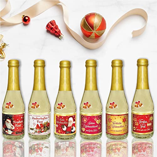 6x Piccolo 0,2l Geschenk zu Weihnachten | Sekt Secco Beerenperlwein halbtrocken | prickelnd frischer Beeren Perlwein Schaumwein aus weißen Beeren