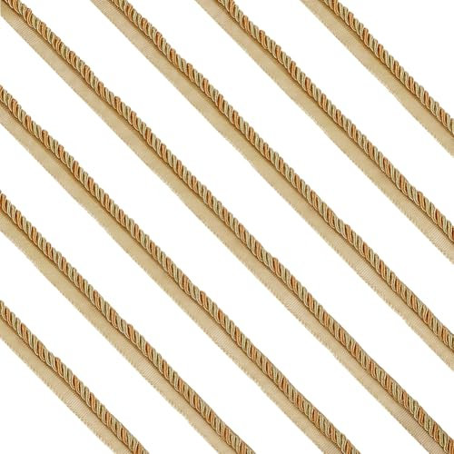 FINGERINSPIRE 13.7 Yards Twisted Lip Cord Trim, Twisted Cord Trim Ribbon 16mm, Polyester Twisted Trim Cord Rope Embellishment for Home Decor, Upholstery and More, Golden