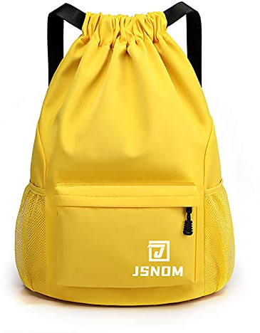 JSNOM Turnbeutel Kordelzug Wasserdicht Sportbeutel: Beutel Rucksack Groß mit Reißverschluß Innentasche Gymsack Gym Bag für Damen Herren