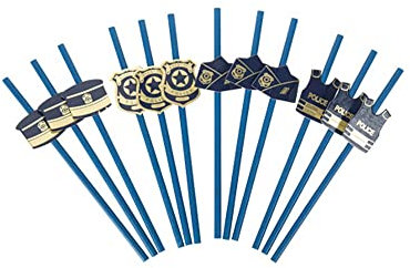 12 Pailles police marine et or 19,5 cm