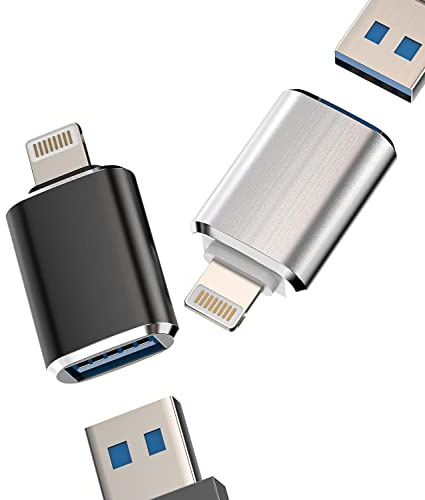 Adaptador OTG para iPhone (2 unidades) USB hembra a Lightning macho para 14, 13, 11, 12 Pro Max Xr X Xs 8 7 Se Plus, lector de tarjetas de cámara, unidad flash USB, mouse, teclado, concentrador