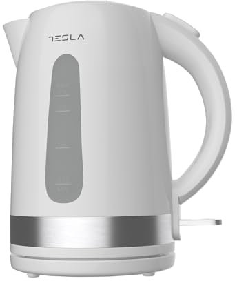 Tesla Bollitore elettrico KT200WX, 1850-2200 W, capacità 1,7 l, protezione da surriscaldamento, indicatore livello dell'acqua, bianco