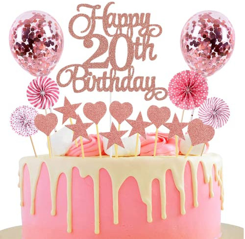 Tortendeko 20 Geburtstag Rosegold Junge Mädchen Happy Birthday 20 Glitter Cake Topper 20.kuchendeko Geburtstag Happy 20th Birthday Tortendeko 20 Jahre Geburtstag Kuchen Deko 20 Geburtstag Mädchen