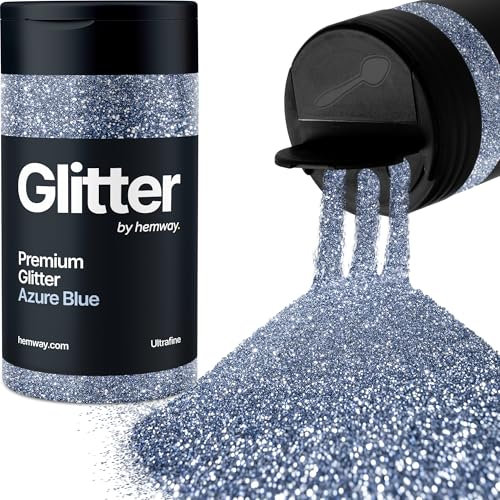 Hemway Premium Glitter Shaker - Azure Blue | Ultrafine Metallic Flake Sequins for Resin & Epoxy Crafts | Craft Supplies for Tumblers, Festival, Hair, Face, Body, Eye & Nail Art | 130 g