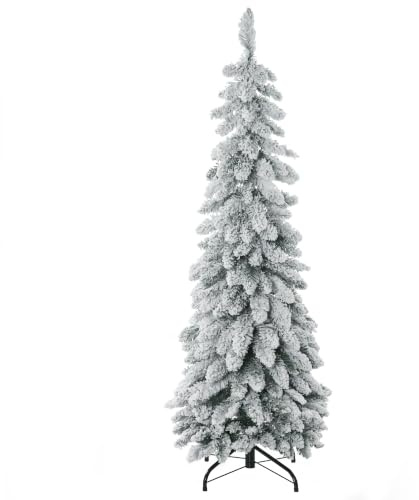HOMCOM Künstlicher Weihnachtsbaum, 135 cm, mit Ständer aus Stahl, 253 verschneite Zweige, klappbarer Sockel, Grün