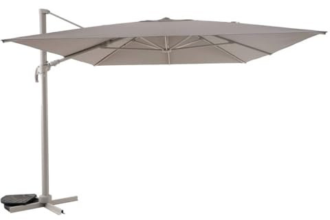 Hespéride - Parasol Déporté Carré Melhia Lin et Argile 3 x 3 m Anti-rouille Acier Tissu Déperlant Inclinable Protection Soleil pour Jardin Terrasse