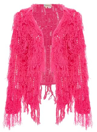 ebeeza Damen Gehäkelte Jacke, PINK, M/L