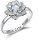 Mondstein Lotus Ring, Sterling Silber True Love Waits Graviertes Lotus Blume Fidget Ring Natürlicher Heilender Buddha Spiritueller Yoga Schmuck Geschenke für Frauen (59 (18.9))