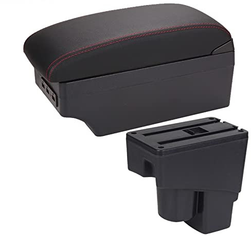 JAVON Car Center Console Armrest Glove Box Car Accessories Center Console Handrail Storage Compartment Multi-function Armrest Box With Cup Holder USB For Fit For Jazz 2002-2007