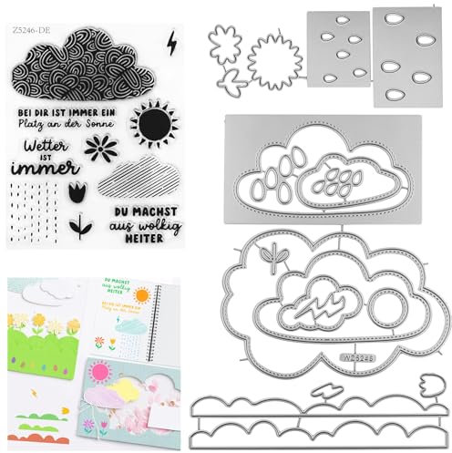 Silikonstempel Deutsch,Stanzschablone,Schneiden Sterben und Stempel Set,Silikon klar Stempel,Cutting Dies Stempel Set,DIY Scrapbooking,Geschenke Kunst Handwerk