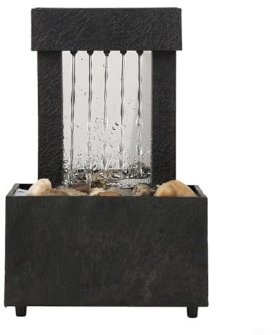 Wasserfallbrunnen Tischbrunnen Dekoratione, Kunsthandwerk mit Unregelmäßigen Steinen, USB-Wasserbrunnen kreative fließende Wasserornamente für die Inneneinrichtung im BüroZimmerbrunnen