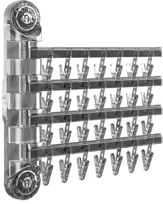 Ergocar Wäscheständer zur Wandmontage, 180° Drehung, Faltbar Wäscheständer mit Clip, Multifunktion Wäscheständer für Socken, Unterwäsche, Handschuhe, Lappen, Handtücher