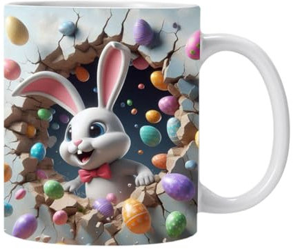 Generic Easter Mug, 3d Easter Mug, Printing Tea Cup, Bunny Coffee Mug, Bunny Shaped Mug, Ceramic Mug 3d Face Mug, 3d Animal Mug, 350ml Lovely Colorful Funny for Easter Decoration Home School