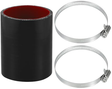 X AUTOHAUX 1 ensemble de tuyau de silicone universel de voiture de 70 mm ID 100 mm de longueur 0 degrés noir et rouge avec colliers de serrage