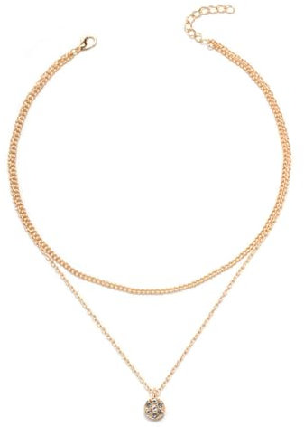 YOCDNOV 1 Stück Kristall-Anhänger-Halskette – vergoldete geschichtete Zirkonia-Solitär-Anhänger-Halskette, Funkelnde Kristall-Halskette, Hochzeit, Zirkonia-Schmuck für Frauen und Mädchen (Gold)