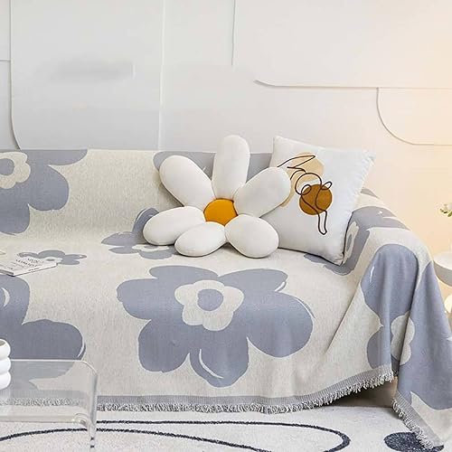Bishilin Sofa Überzug 1 Sitzer Ecksofa, Couchbezug Nordisch 180x180CM Blumen Motiv mit Quasten Hellviolett Sofaüberwurf rutschfest Sofabezug Universal