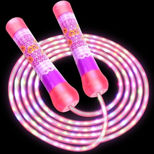 YongnKids Skipping Rope for Kids, Jump Rope - Adjustable for Girls Boys Skip Ropes for Adults Fitness Exercise & Night Party & Workout School Game & Outdoor Activity