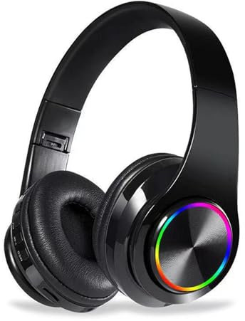 ZZOSRDR Bluetooth Headphones Over Ear, Foldable Lightweight Wireless Headset, Wireless Headphones with Built-in Mic, FM, SD/TF for Online Class, Office, PC, Phone