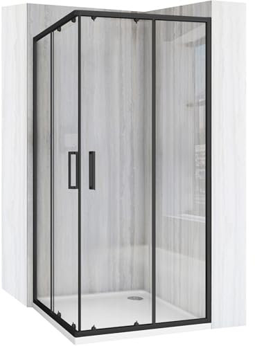 Rea City 80x80 Noir Cabine de douche sans receveur de douche Verre de sécurité trempé Transparent 4mm, 5mm (Noir mat)