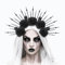 SWOAMER Halloween Totenkopf Haarschmuck Schwarze Rosen Gothic Spiked Blumen Kopfschmuck Fasching Cosplay Hexen Haarreif