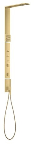 hansgrohe AXOR ShowerComposition Duschpaneel, mit Thermostat, Kopfbrause 110/220, Schulterbrause, inkl. Zubehör, 12595, Farbe: Brushed Gold Optic