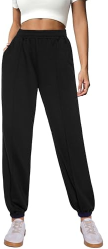 Demegimi Pantaloni Sportivi Donna a Vita Alta Pantaloni della Tuta Donna in Cotone con Tasche Pantaloni Jogger Leggeri per Jogging Fitness Sport Yoga