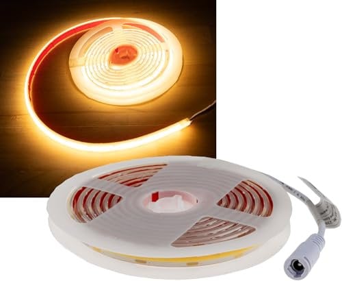ChiliTec LED Stripe 2m COB Dimmbar Streifen IP65 Wetterfest 12V 19Watt 1817 Lumen 3000K alle 5cm kürzbar Selbstklebend Innen Aussen Lichtband Strip Warmweiß