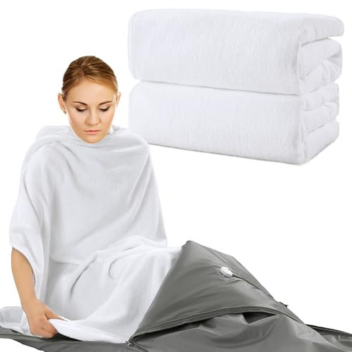 LIVQZXFW Sauna Blanket Insert Towel 2 Pack - 100% Cotton Soft Absorbent Towel for Infrared Sauna Blankets, Reusable and Machine Washable - White