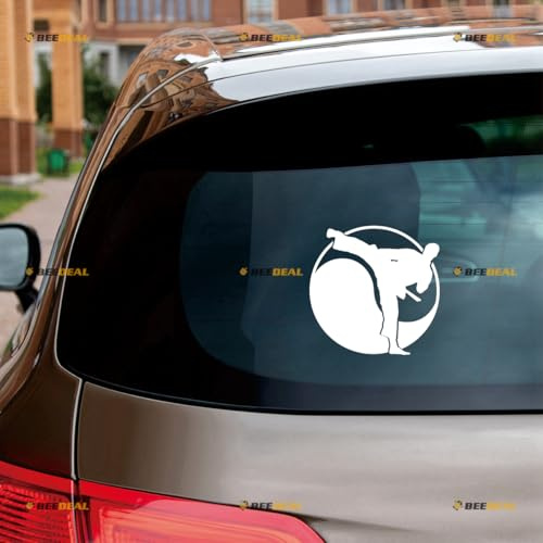 Karate Yin Yang Aufkleber Decal Vinyl Kampf Japanisch Kampfsport - 2er Pack Weiß 10,2cm - Für Auto Boot Laptop Becher Kein Hintergrund Konturschnitt