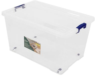 Jardin202 - Cajas de Almacenamiento Transparentes con Tapa Azul | Caja de ordenación | Pack 6 uds (56L)