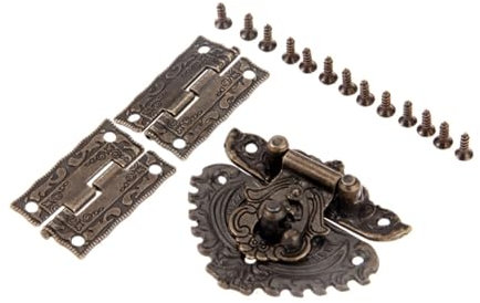 KSeSii Schnappverschluss + Scharniere, Antik-Bronze, Retro-Dekor, Möbelbeschläge, Schmuck, Holzbox, Schrank, 3 Stück