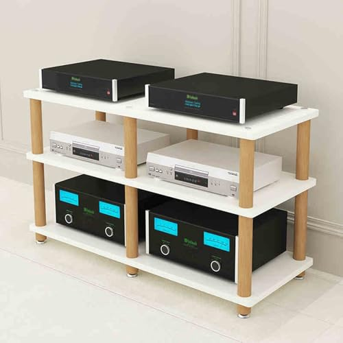 Supporto multimediale AV Moderno - Mobiletto Audio Tower Bianco per Videogiochi e TV, Perfetto per Lettori Dvd, Console di Gioco, decoder Via Cavo, Xbox, 67 cm/24,6 Pollici - Mobili per l'in