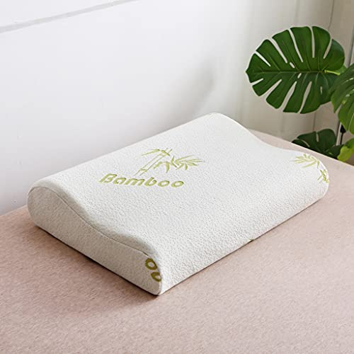 Bambus-Memoryschaum-Kissen – orthopädische Nackenstützkissen – mittlere bis feste Unterstützung – atmungsaktiv und hypoallergen – Anti-Schnarchen – reduziert Schlafapnoe – 60 x 40 x 10 cm