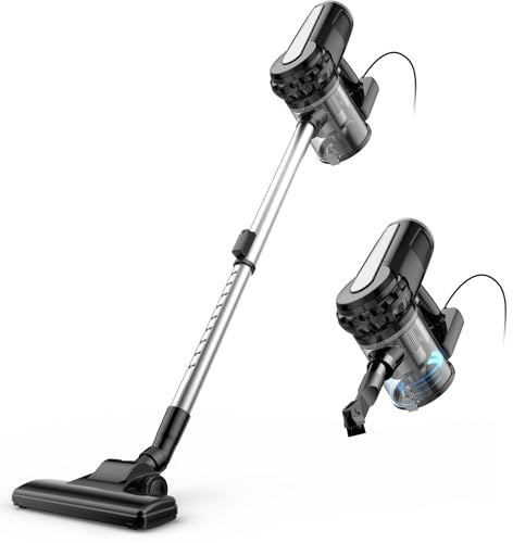 Lmozim Aspirateur Balai Filière Puissant et Silencieux 600W 15Kpa 3 en 1 Aspirateur Balai avec Fil Dépoussiéreur 500ML Filtre HEPA Brosse Anti-Emmêlement pour Tapis, Sols Durs et Poils d'animaux