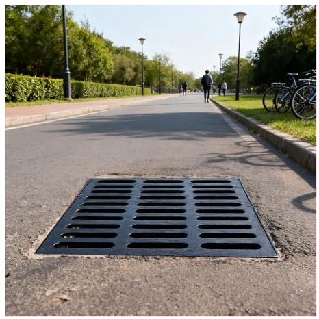 KPHYMOD Scolo Acqua Piovana Griglia di Drenaggio per Trincea in Ghisa per Esterni, 60x60x4 Cm, Resistente, Resistente, per Vialetti, Cemento E Cortili(15t)