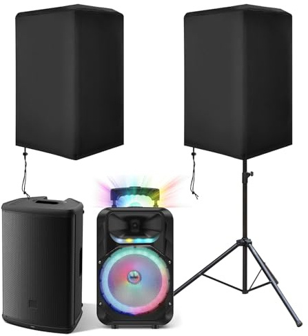 2 Pack Speaker Covers Waterproof Oxford Fabric Outdoor 12 Inch Speaker | PA/DJ Cover for Powered Speaker Mounted on Stand Protection 26.5x15x16.5