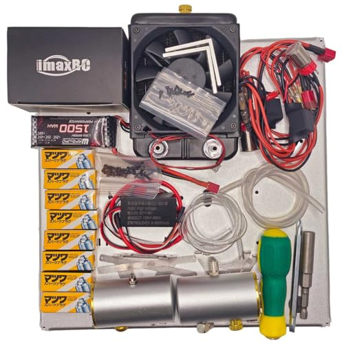 Engine Kit for Toyan V8 Engine, Fit Mounting Base with Ignition, Cooling & Fuel System, Battery & Charger, Mini V8 Engine Accessory Kit for Hobby Builders