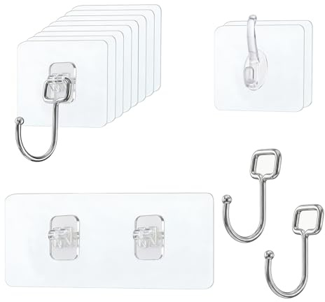 msymsyu 12 Stück Magische Haken, 4 Stile Adhesive Hooks 5kg (Max) | Transparent Haken für Badezimmern Küchen Wänden und Anderen Orten Klebehaken
