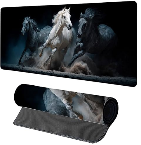 Tappetino Mouse XXL Animale, Tappetino Scrivania Grande 700x400x3mm Cavallo, Mouse Pad con Base in Gomma Antiscivolo, Accessori Gaming, Sottomano Scrivania con Bordi Cuciti, per PC, Laptop Y-6828