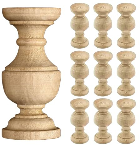 BESPORTBLE 10pcs Unfinished Wood Spindles Decorative Balusters for DIY Woodworking Craft Projects Wine Rack Cupboard Bed Frame and Bookshelf Decor Solid Wood 2.36 in