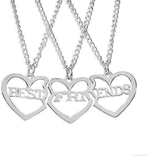 Elegant Rose 3 Pcs Best Friends Forever BFF Ensemble de pendentif à clés en argent et coeur Ensemble Accessoires pour amitié