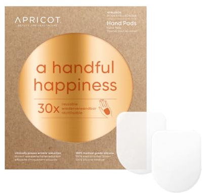 APRICOT Silikon Pads für die Hände I Silikon-Handpads mit Hyaluron I Anti-Aging Hand I glättet über Nacht I wiederverwendbare Anti-Falten Handpolster I Dermatol. bestätigt I Made in Germany