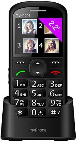 myPhone Halo 2 Mobiltelefon Senioren-Handy mit Ladestation ohne Vertrag 2.2 Zoll großes Display Großtastenhandy, Farbdisplay, Notruftaste, Taschenlampe, Bluetooth, großer Akku 900mAh, Kamera - Schwarz