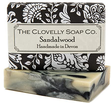Clovelly Soap Co Natural Handmade Sandalwood Bergamot and Charcoal Soap Bar for all Skin Types 100g