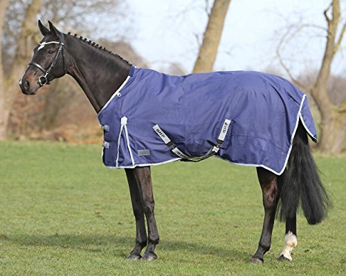 QHP Regendecke Tournout 600D mit 300g Füllung wasserdicht Gehfalt. Kreuzgurte (165 cm, Dunkelblau)