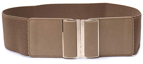 Beltox Womens 3 Wide Belt Elastic Stretch Cinch Waistband Lady Cummerband - Beige - Waist 30-51(76CM-130CM)