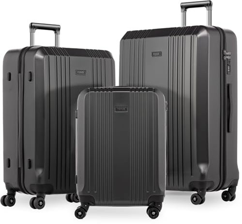 FERGÉ Set 3 valises Rigide léger Serrure TSA Cannes | Lot de 3 - Trolley Voyage | Ensemble de Bagages Gris