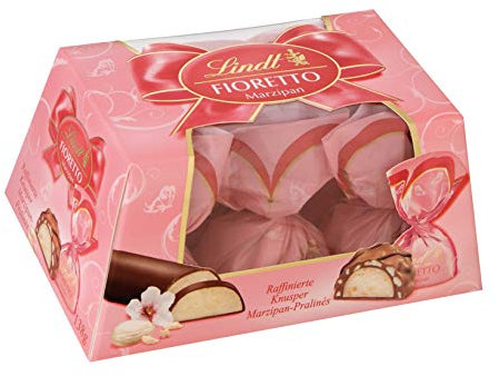 Lindt Fioretto Marzipan, Knusper Marzipan-Pralinen in Schokoladen-Geschenkbox, 4er-Pack (4 x 138 g)